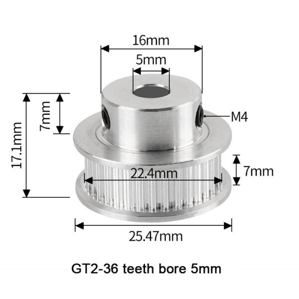 GT2-36 bore 5mm timing gear