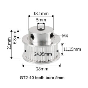 40 Teeth 2GT Timing Pulley With Bore 5mm