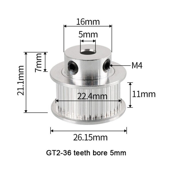 36 Teeth 2GT Timing Gear With Bore 5mm